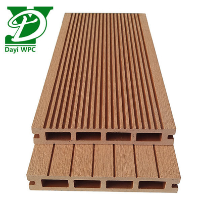 Anti corrosione WPC Teak Deck Hollow WPC Decking Abrasion Proof